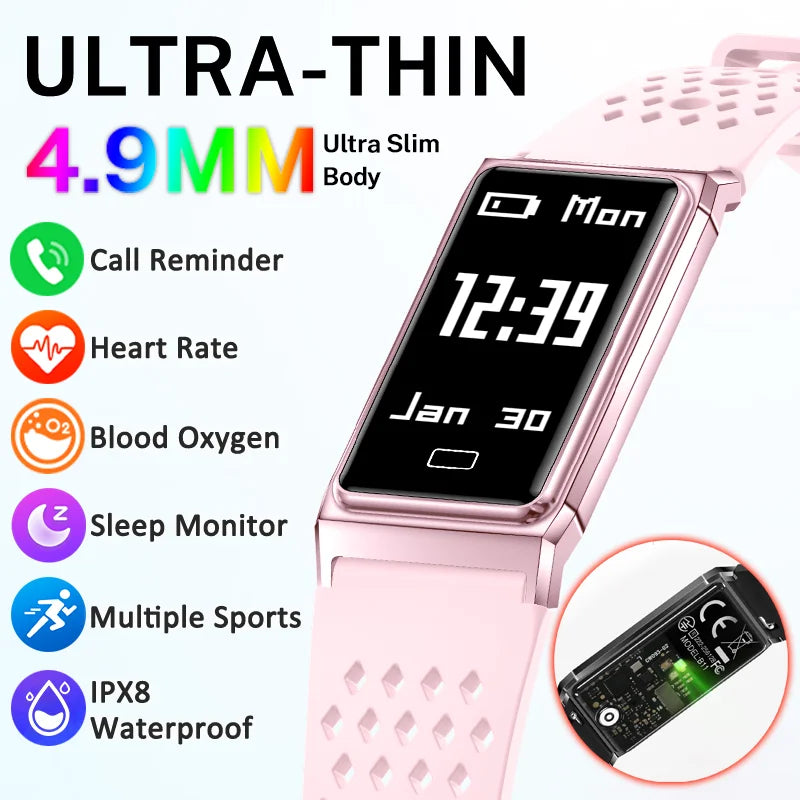 LIGE Women Smart Bracelet Heart Rate Sleep Monitor Health Band Waterproof Sports Fitness Tracker Men Smartwatch For Android iOS