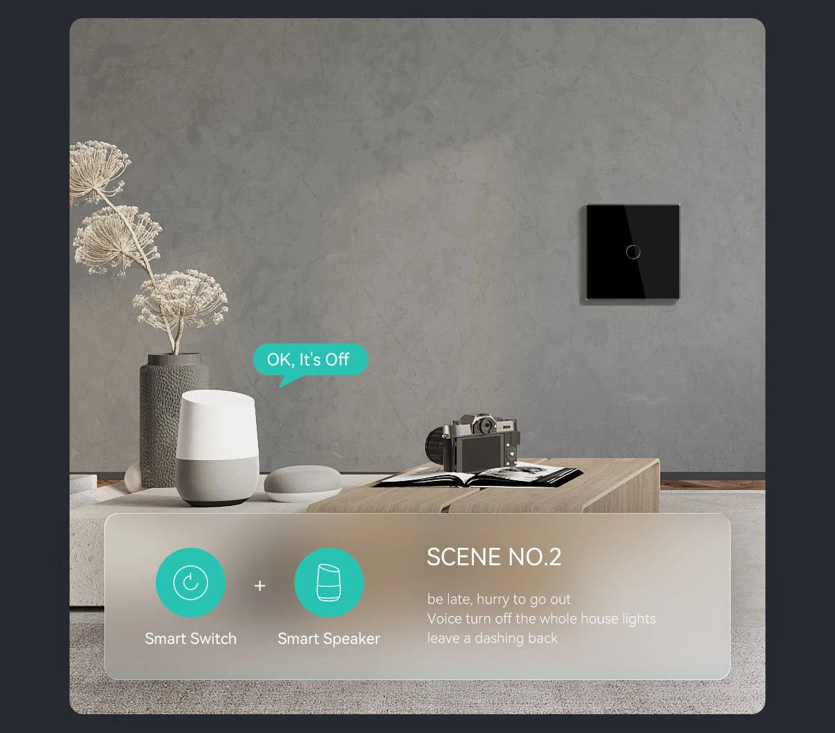 WiFi Smart Wall Switch with USB-C Port - Glass Panel Tidesmit Tidesmit