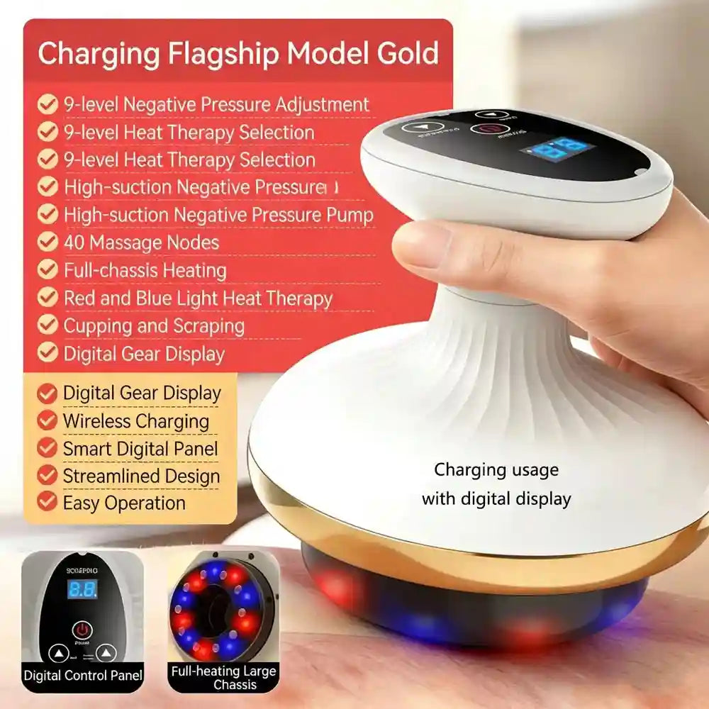 Electric Cupping Massager with Heat Therapy for Deep Tissue Relief Eye Massage Instrument Rechargeable model Tidesmit