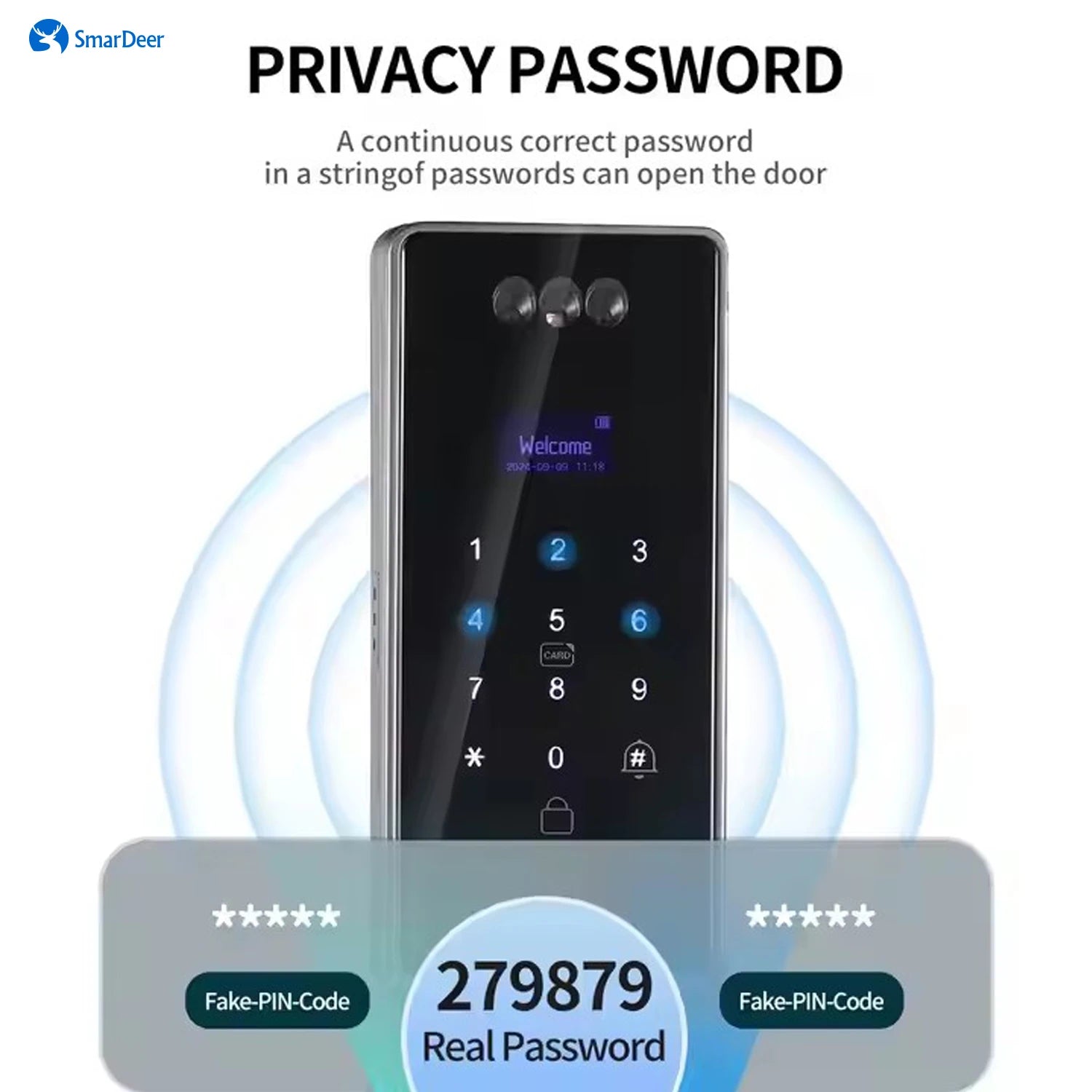SmaerDer Smart Lock Facial Recognition Lock Fingerprint Magnetic Card Password Fully Automatic Electronic Lock with Camera