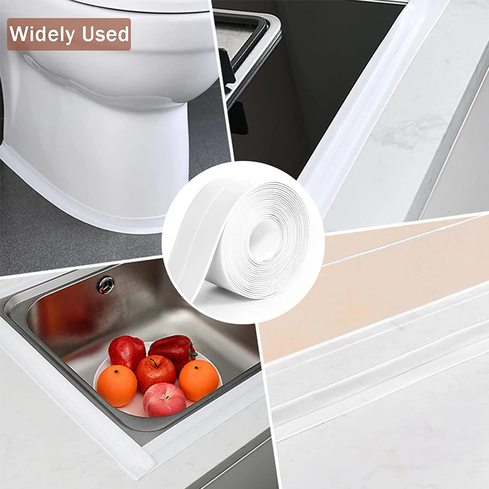 Bathroom Sealing Tape Self-adhesive Oil-Proof Kitchen Sink Caulk Seal Strip PVC Waterproof Shower Wall Sticker for Toilet Corner