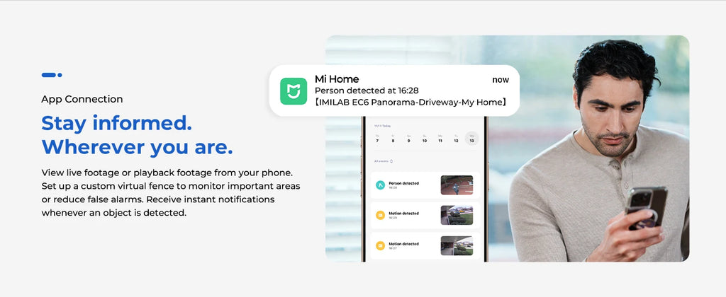 IMILAB EC6 Panorama WiFi Security Camera 6MP 180° Panorama AI Human Detection PTZ Color Night Vision Compatible with Xiaomi Home