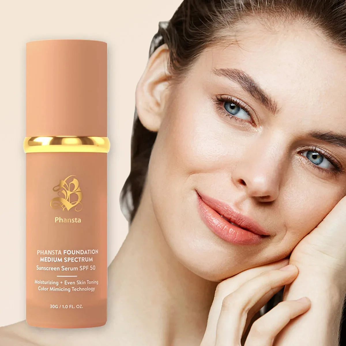 Tidesmit 4 in 1 hydrating liquid foundation swatch showing SPF 50+ full coverage texture