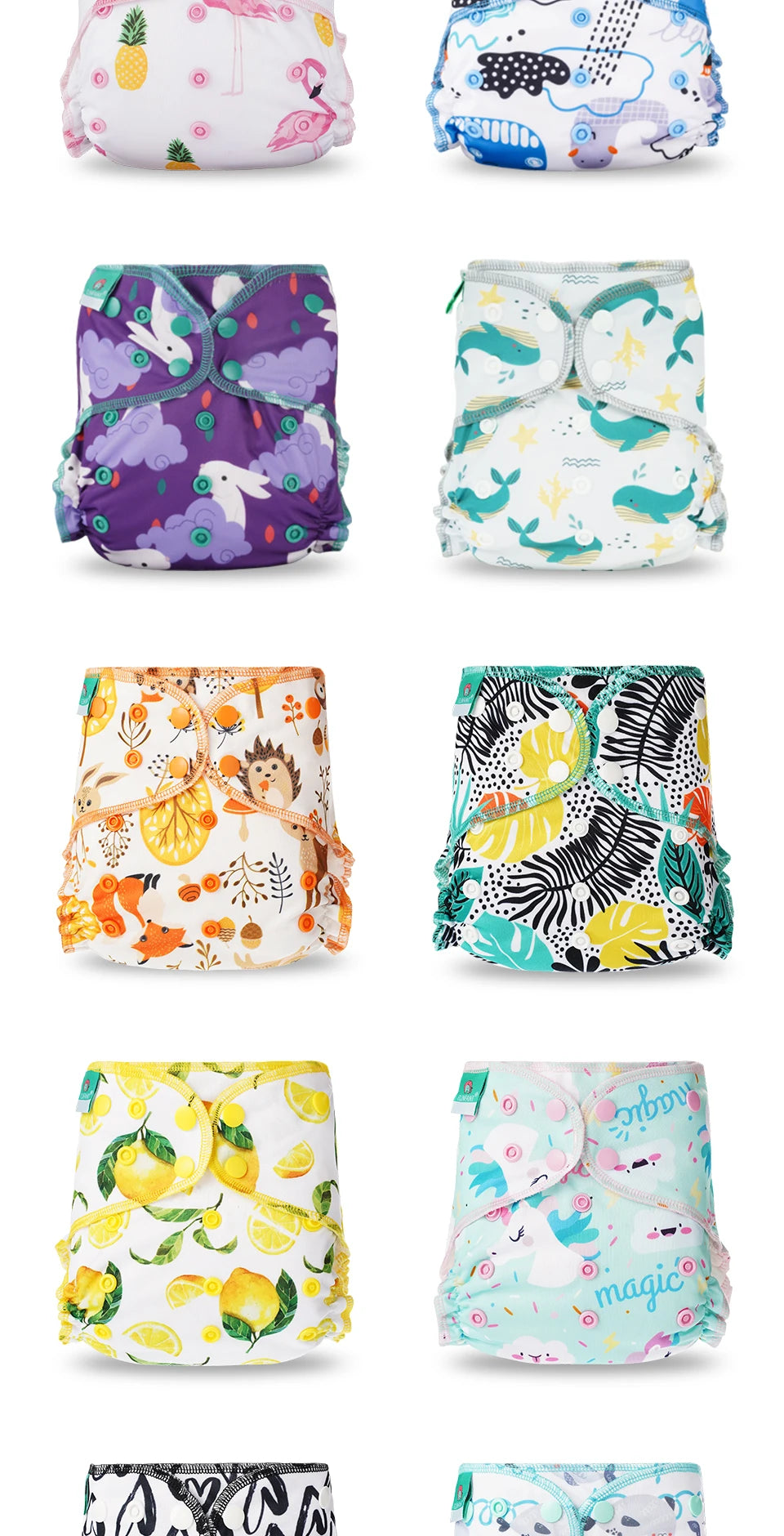 HappyFlute New Print  AI2 Snap Insert Bamboo Cotton&Velour OS Baby Napp One Piece Pack Baby Waterproof Night Diaper