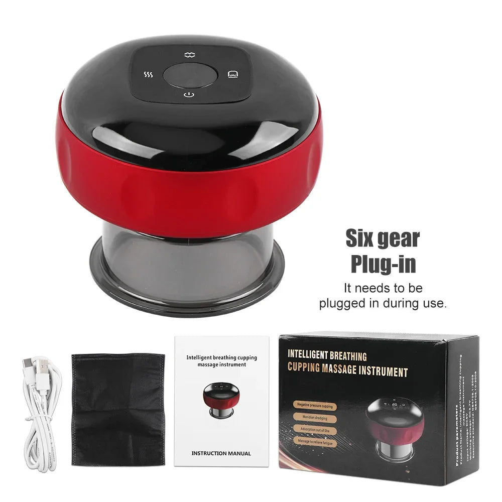 Smart Vacuum Cupping Massager - Portable Electric Muscle Relief Tool Body Shaping Massage Equipment 6mode red Tidesmit