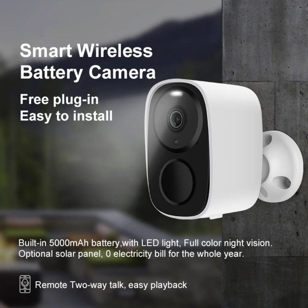 Security Cameras Wireless Outdoor, 2K Battery Powered WiFi Camera AI Motion Siren Spotlight, Color Night Vision, IP66 Waterproof