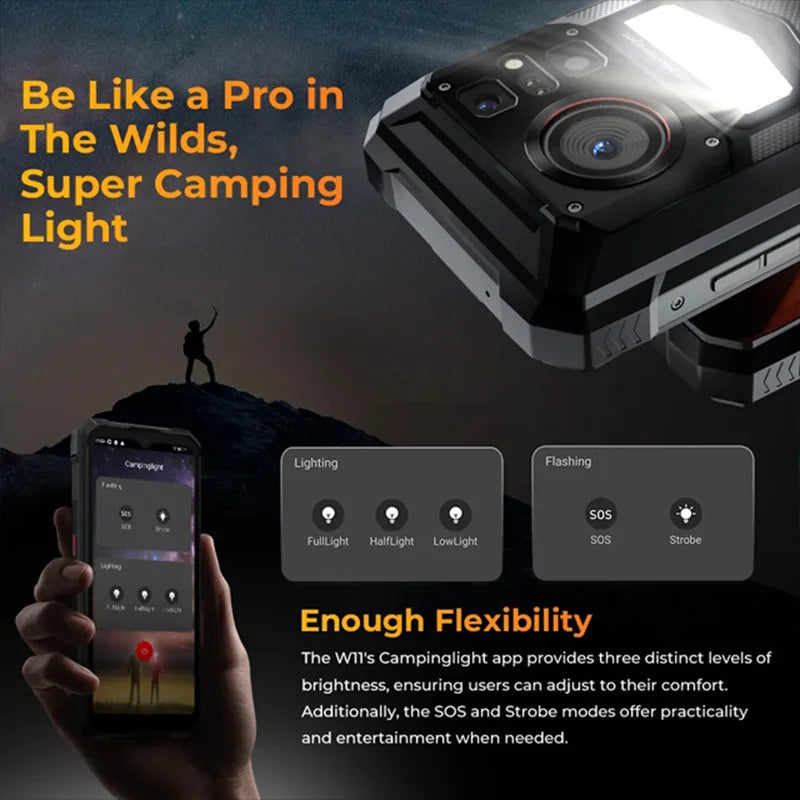 HOTWAV W11 Rugged Phone 20800mAh Battery 6.6 Inch FHD+ 12GB+256GB 33W Fast Charging 280LM Flashlight NFC Smartphone Android 13