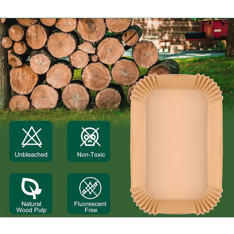 50-200pcs Rectangle Disposable Air Fryer Paper Non-Stick Airfryer Baking Paper Liner Oilproof Oven Pad Mat for Ninja for Philips