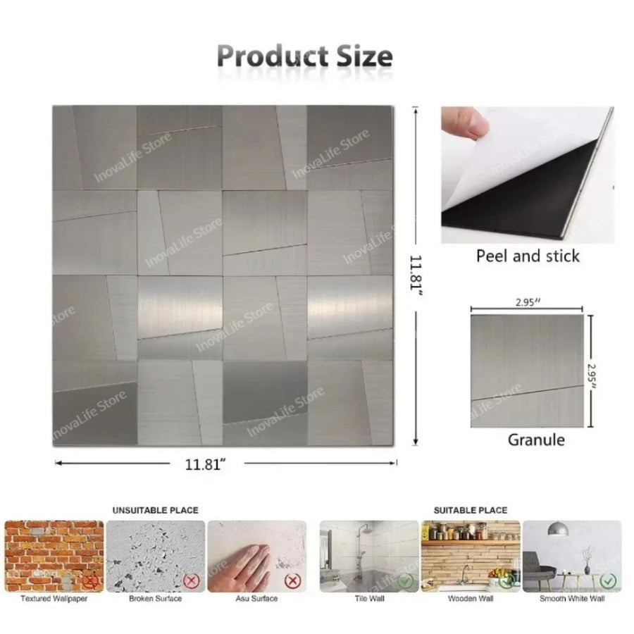 1pcs 30x30cm Waterproof 3d Wall Panels Mosaic Wall Tile Peel and Stick Self Adhesive Kitchen Bath Tile Fireproof Wall Stickers
