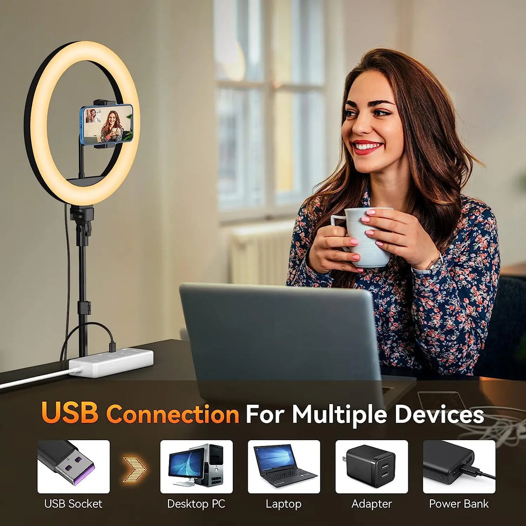 12-Inch LED Ring Light with Adjustable Tripod Stand - Tidesmit Tidesmit