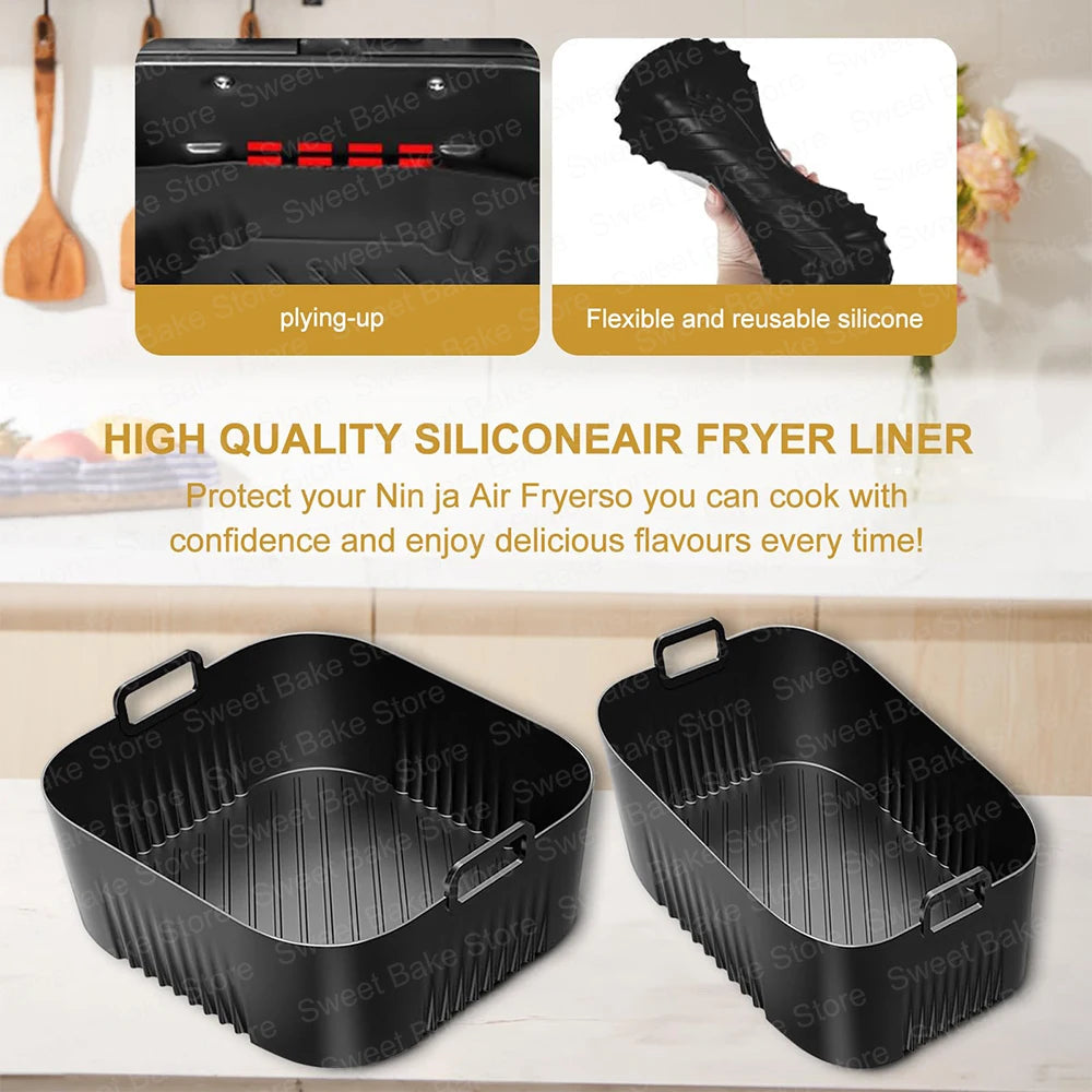 2 Reusable Hot Air Fryer Silicone Baking Moulds for Tefal EY9018 Dual Easy Fry 5.2/3.1L, Cecotec 5.5/3.5L, for Lakeland 5L/3L