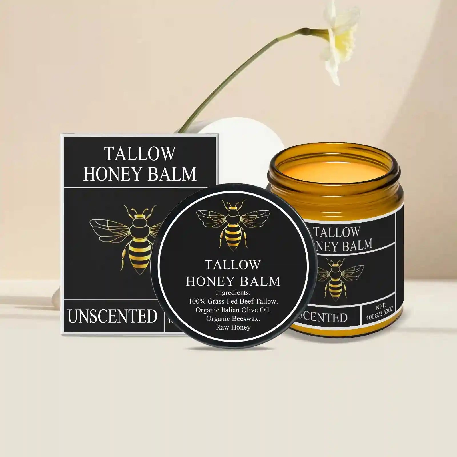 Beef Tallow and Honey Lip Treatment - 100g Moisturizing Balm Lip Care Tidesmit