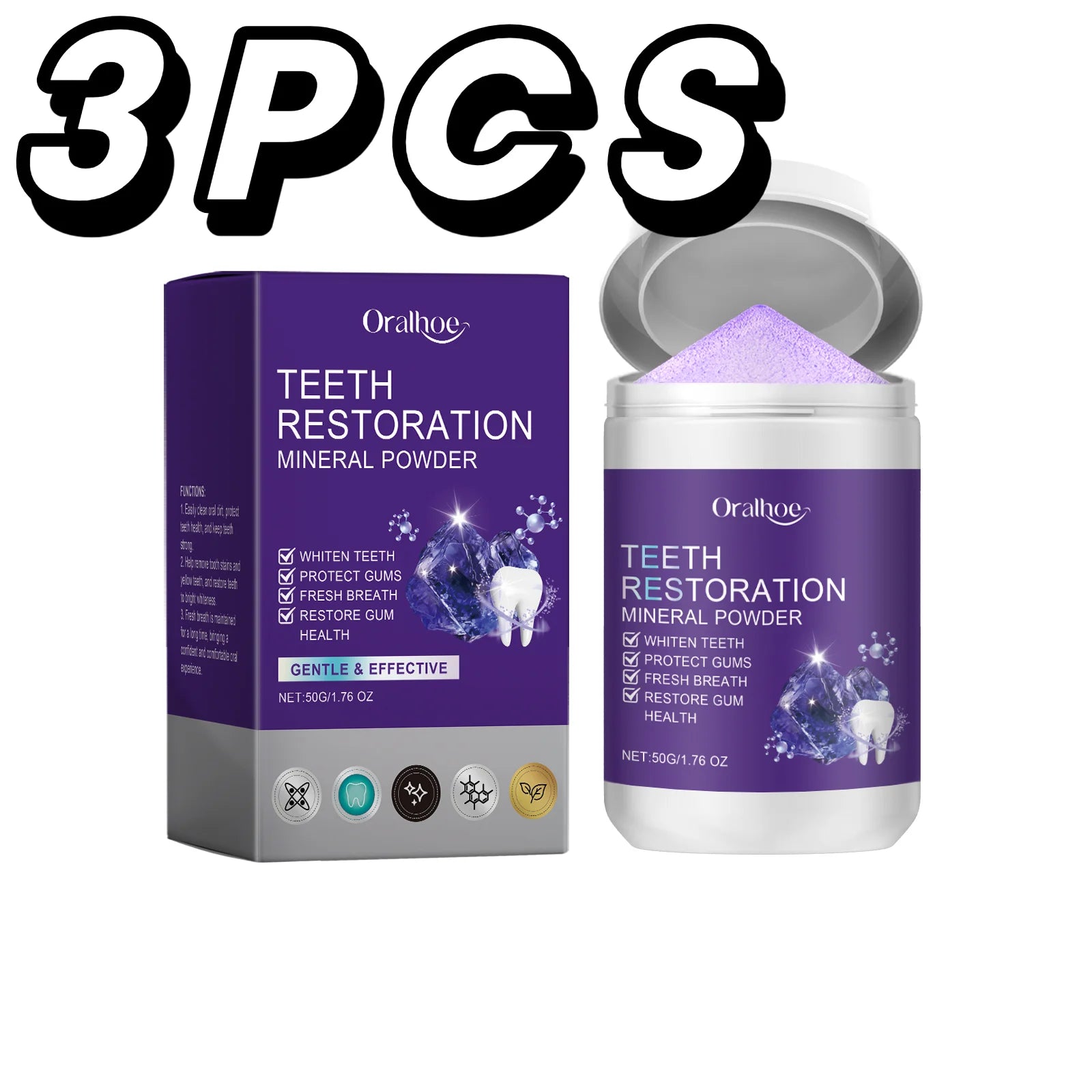 Tidesmit teeth restoration mineral powder for professional teeth whitening stain removal and fresh breath