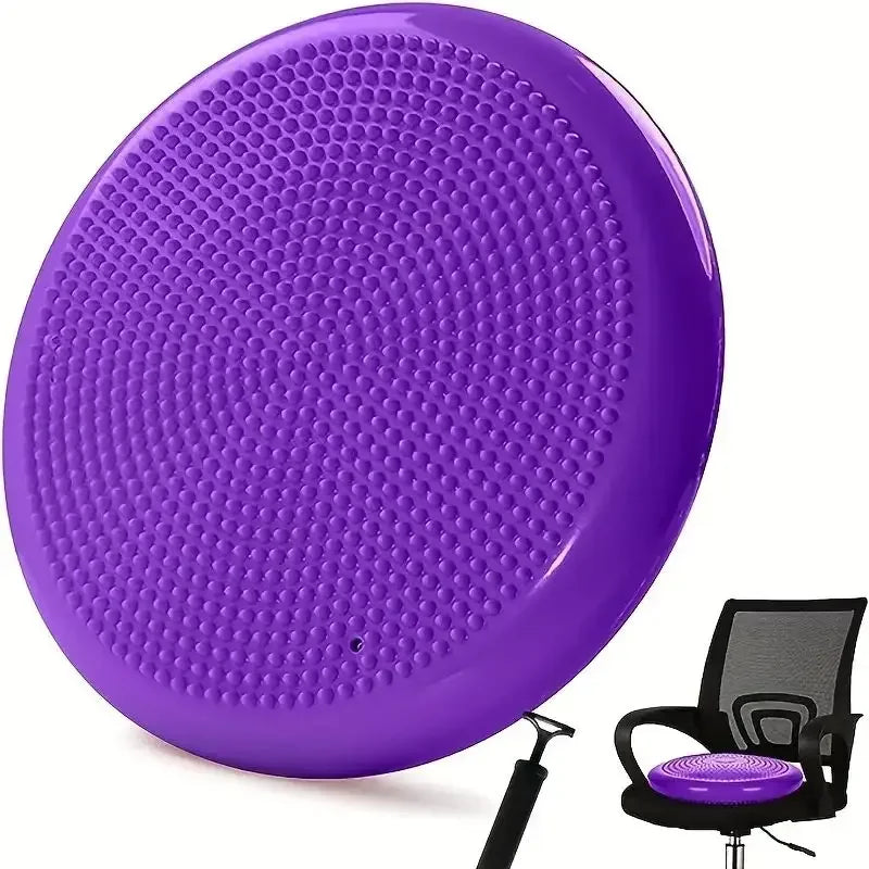 Anti-burst Inflatable Balance Pad Thickened Massage Cushion for Yoga Pilates Home Office Workout Therapy `