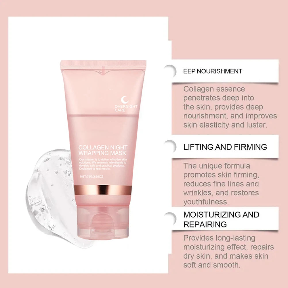 Tidesmit collagen peel-off night wrapping mask for deep moisturizing hydrating and firming skincare routine