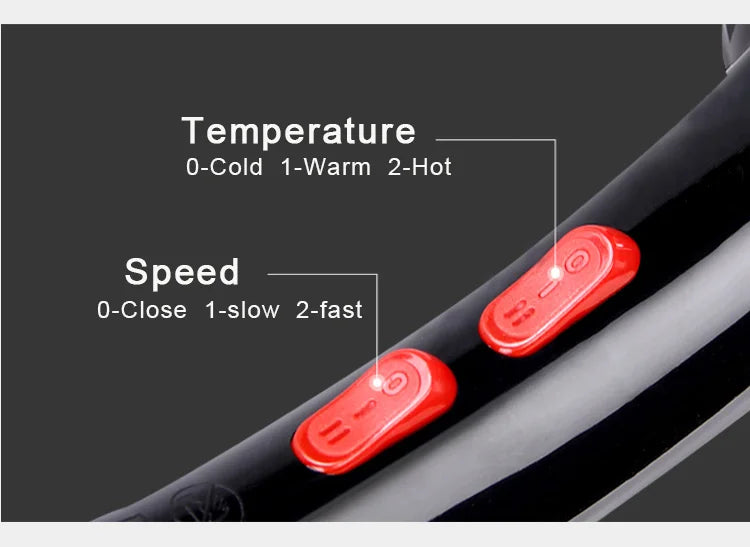 Professional salon hair dryer handle with red speed and temperature control buttons for hot, cold, and fast drying.