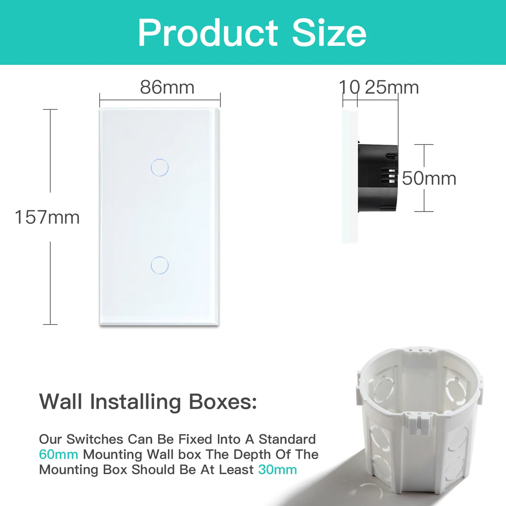 WiFi Smart Light Switch Touch Glass Panel - App-Controlled Automation Tidesmit