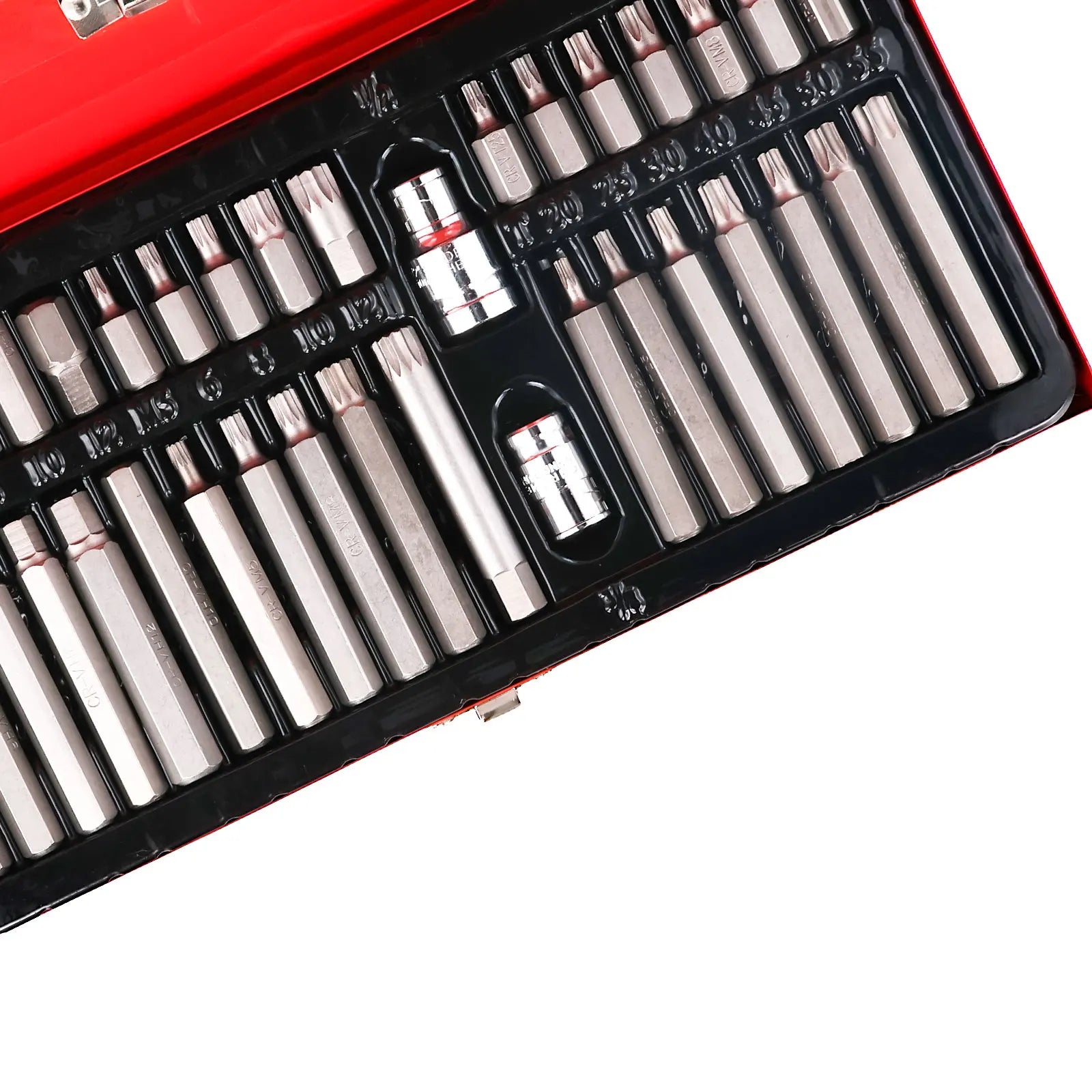 Podofo Screwdriver Socket Bit Set Tools 40pcs Hex Star Torx Spline Socket 1/2inch 3/8inch Drive Impact Socket Bit Tool Set M5 M6