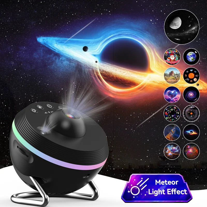 Galaxy Star Projector 12-in-1 Lamp - Rotating Night Light Black Tidesmit