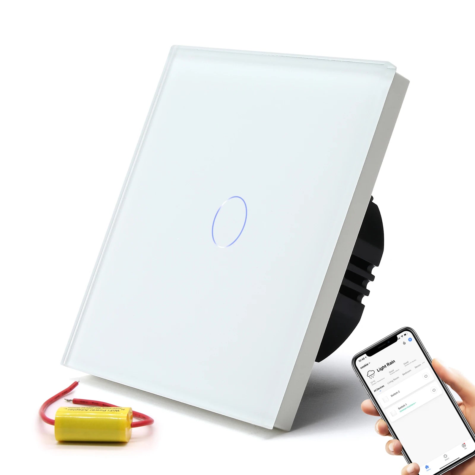 WiFi Smart Light Switch Touch Glass Panel - App-Controlled Automation 1G WIFI Switch Tidesmit