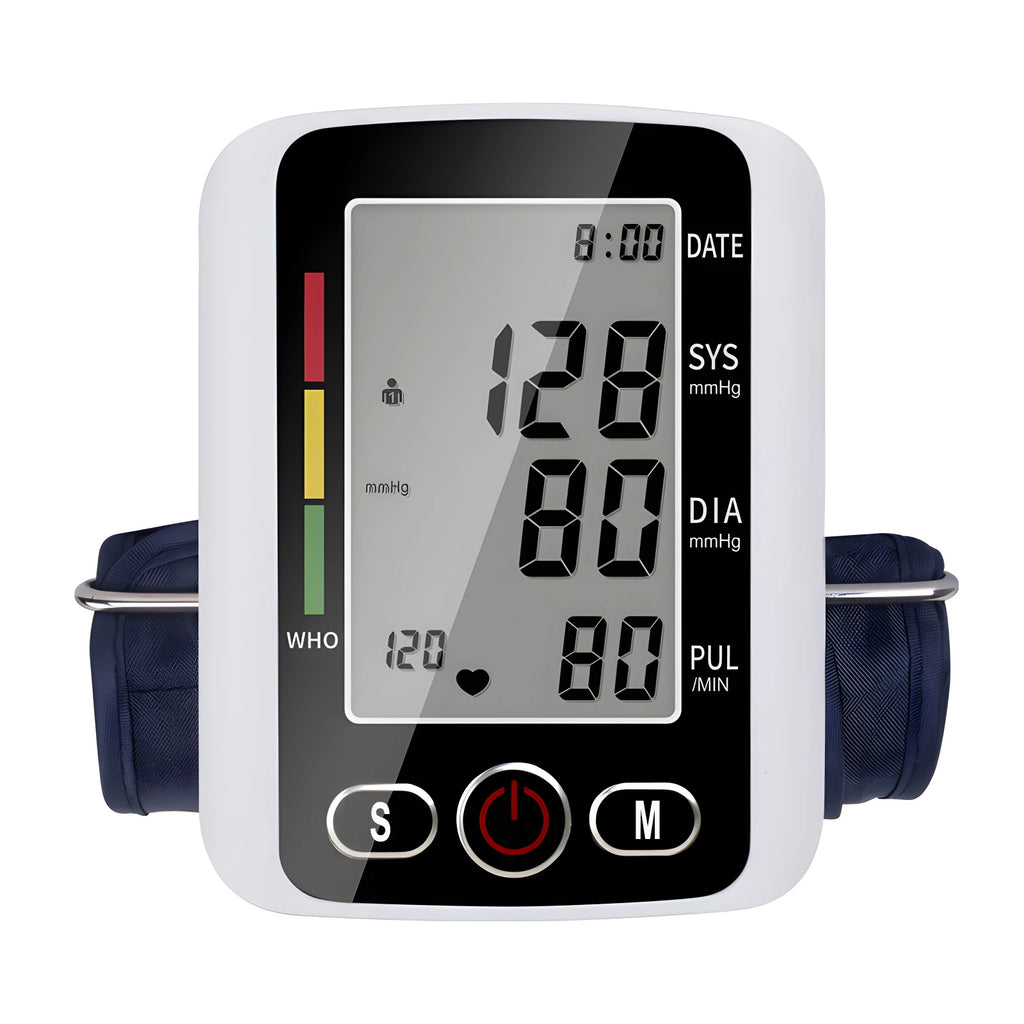 Digital Blood Pressure Monitor Arm Sphygmomanometer Heart Rate Pulse Meters Big Screen Automatic Tonometer with Cuff