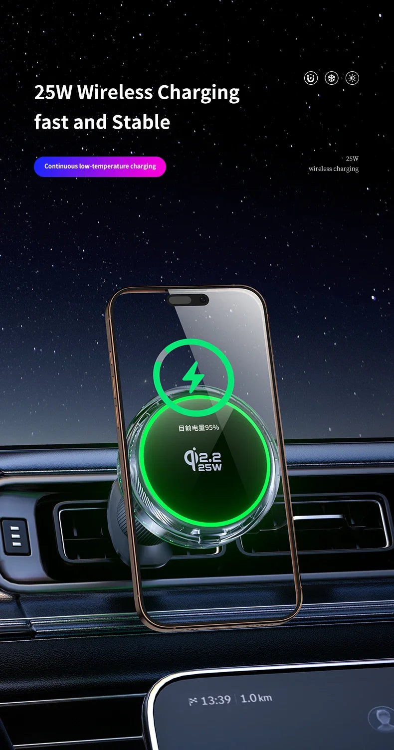 Tidesmit 25W Magnetic Wireless Car Charger - Qi Certified Fast Charging Tidesmit