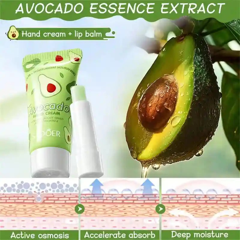 Avocado Nourishing Hand Cream & Lip Balm Set for Dry Skin Repair Lip Care Tidesmit