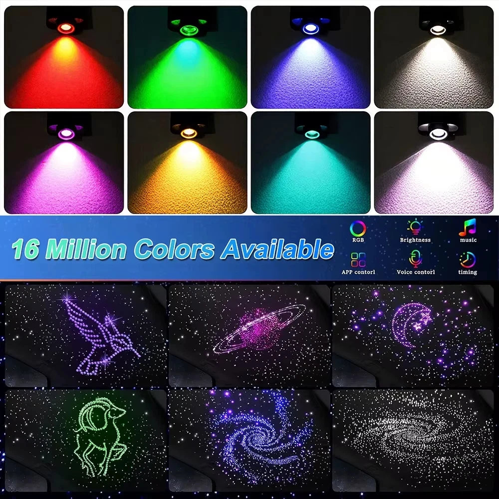 Fiber Optic Starry Sky Car Atmosphere Lamp - RGB LED Lighting Kit Tidesmit