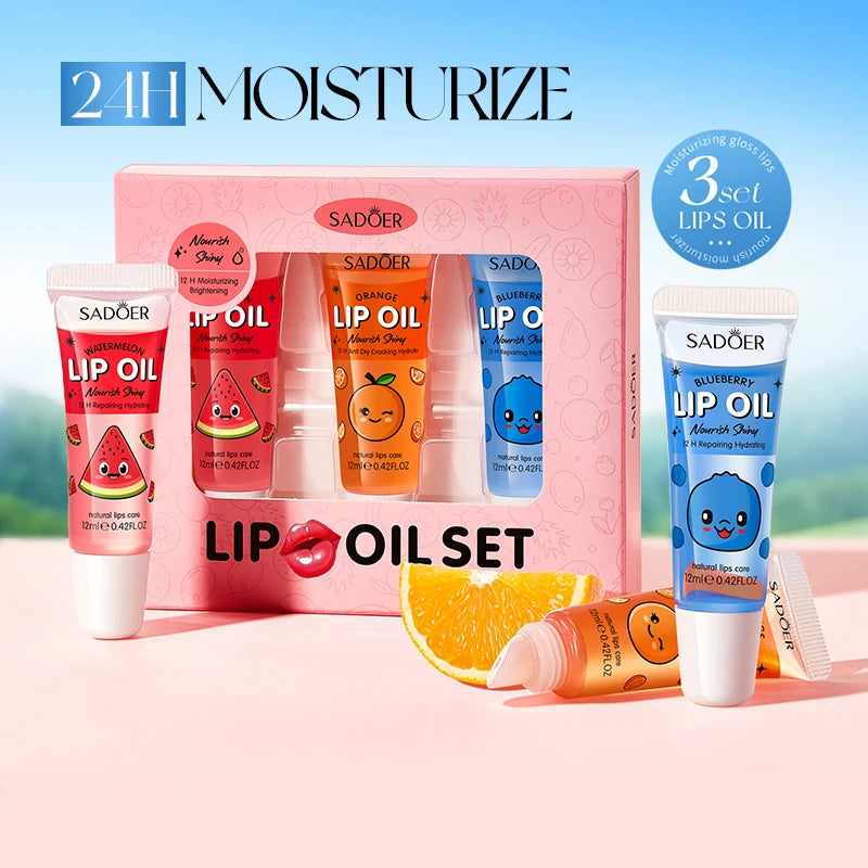 Crystal Jelly Lip Oil Set - Hydrating 3-Piece Lip Treatment Lip Care Tidesmit