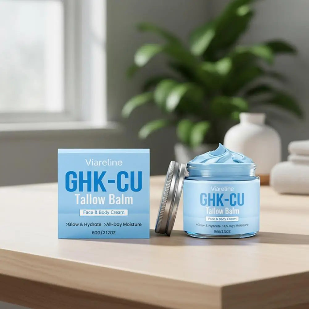 GHK-CU Copper Peptides Beef Tallow Cream Manuka Honey Blue Balm Face Body Moisturizer for Mature Dry Sensitive Skin Care