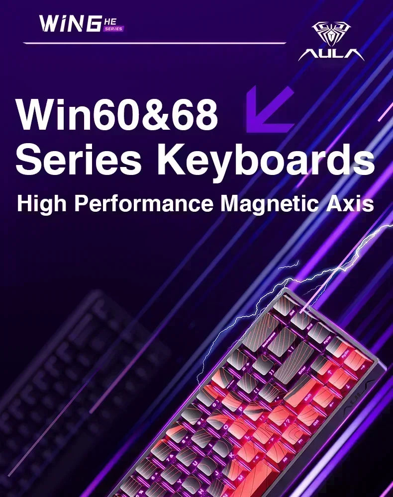 AULA WIN60 WIN68 HE Magnetic Keyboards Esports Rapid Trigger 8K Return RGB Hotswap Wired Gaming Mechanical Keyboard for Pc Gamer