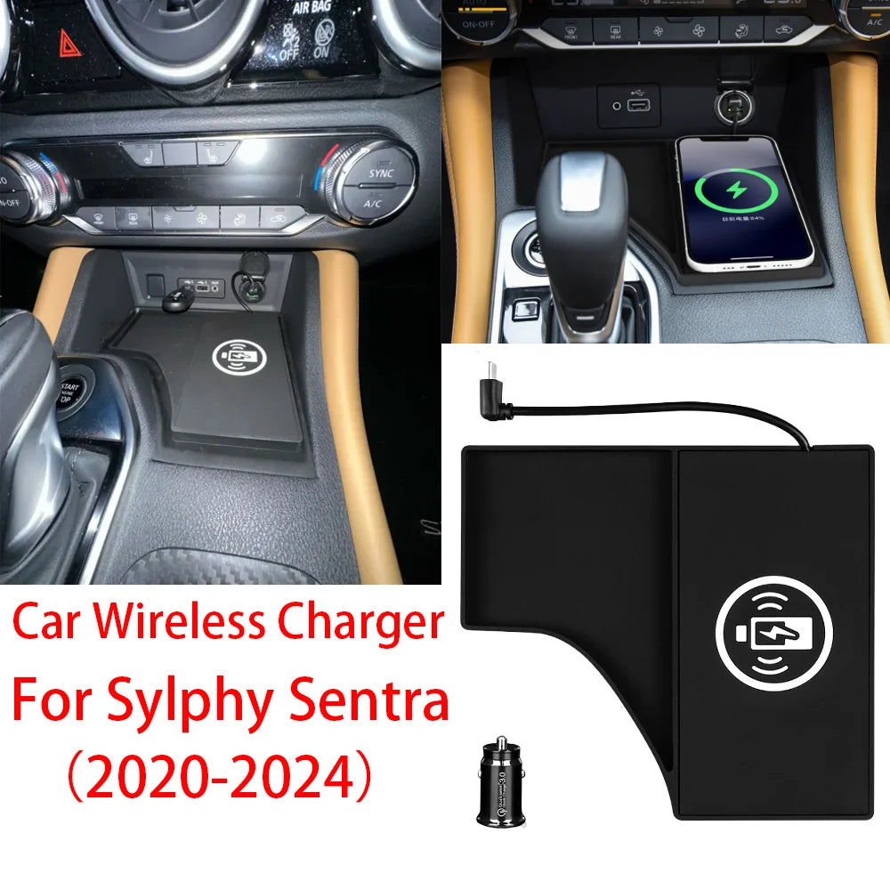 Wireless Charger for Nissan Sentra 2020-2025 Qi Certified Fast Charge Tidesmit