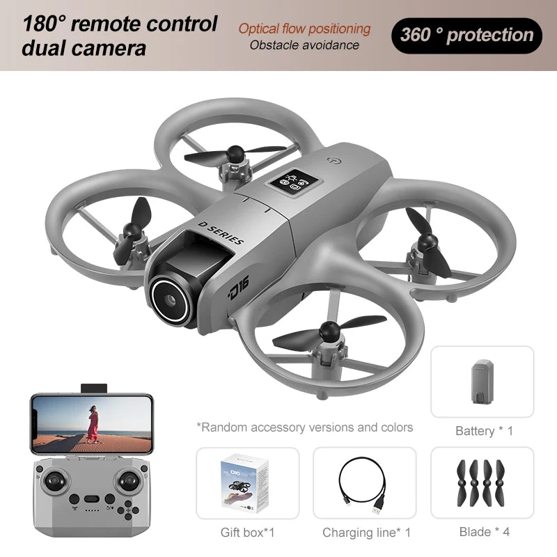 4K HD Camera Drone - Foldable GPS Drone with Obstacle Avoidance (D16 Model) D16-Grey-1B Tidesmit