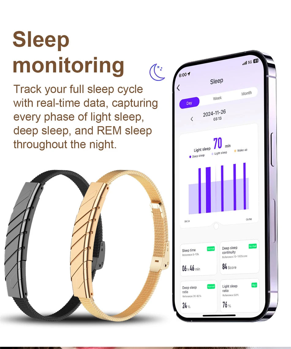 2026 New Bluetooth Smart Bracelet Health Wristband Heart Rate Sleep Stress Monitoring Sport Fitness Tracker No Screen Smartwatch