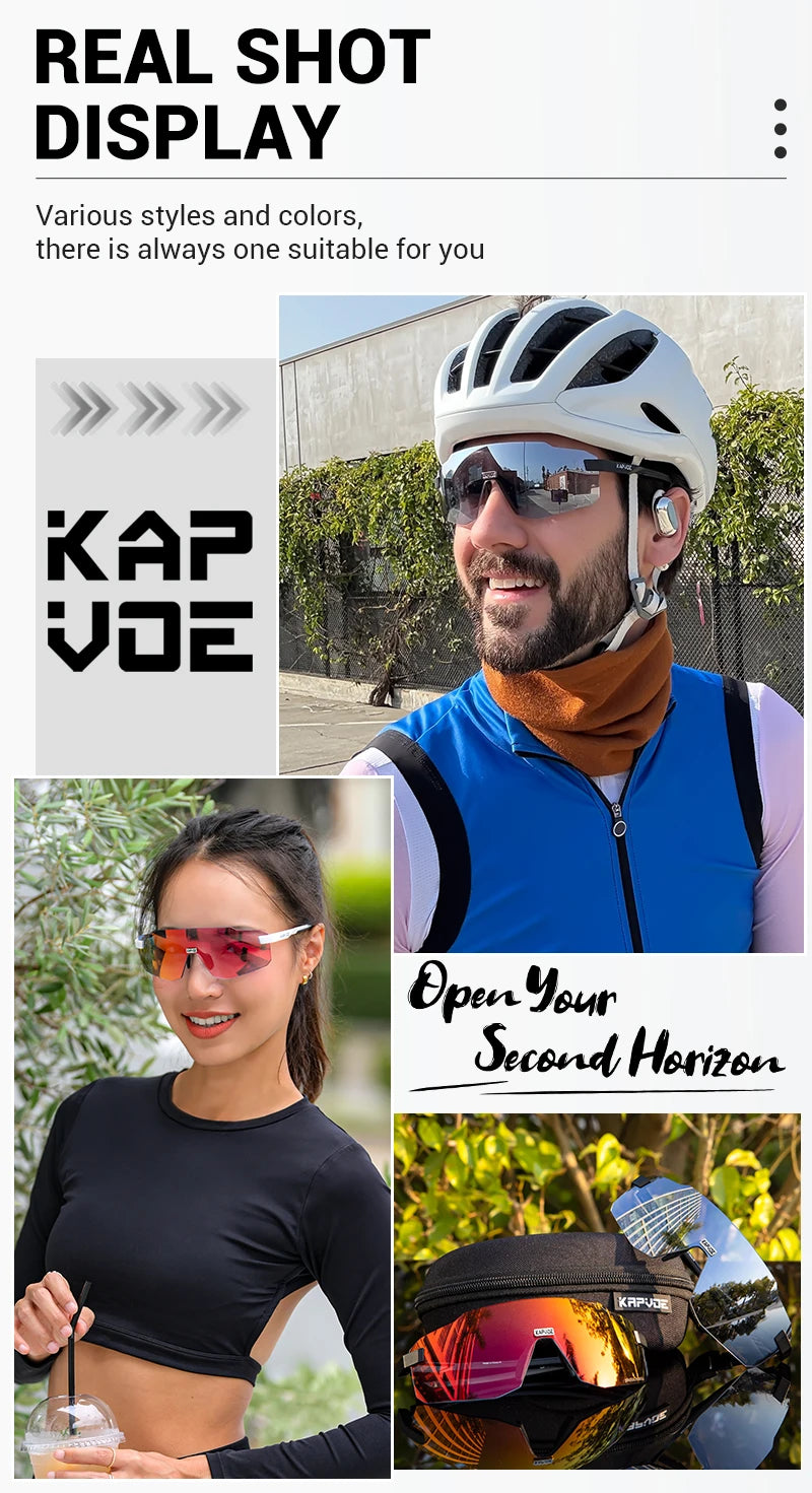 Kapvoe New Cycling Glasses  Men UV400 Sports Running Sunglasses Women Outdoor Drving Hiking Riding Goggles MTB Bicycle Eyewear