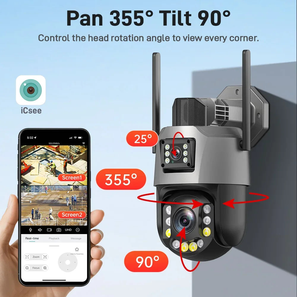 PEGATISAN WIFI 4K 8MP Dual Lens 20/50X Zoom Display PTZ Outdoor Surveillance Camera 393ft Ultra Long IR Vision ONVIF ICSEE APP