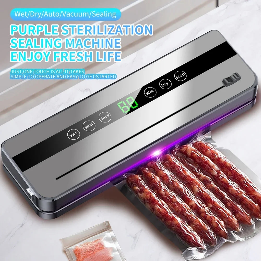 Food Vacuum Sealer Machine Dry Wet Food Vacuum Packaging Machine With UV Kitchen Food Storage Sealing Machine Built-in Cutter
