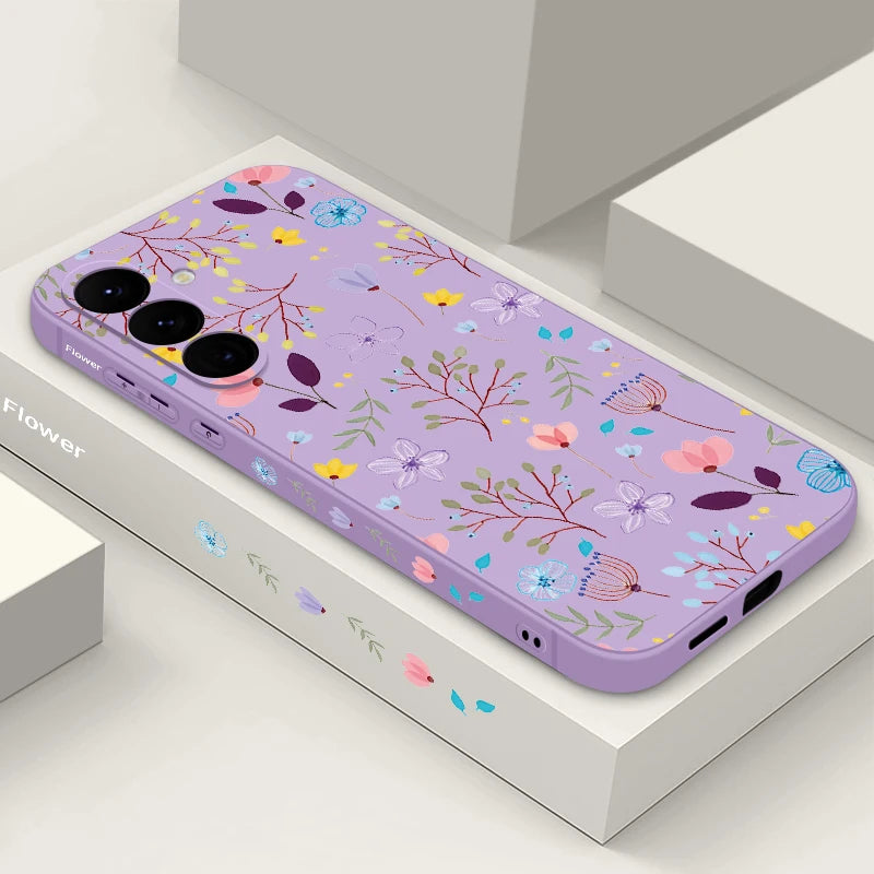 Floral Samsung Galaxy S25 Ultra Case | Slim Shock-Absorbing Cover A089 Purple Tidesmit