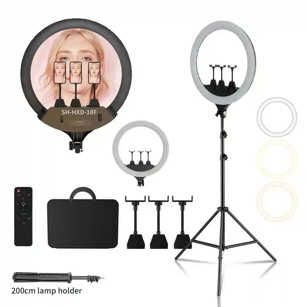 18 Inch LED Ring Light with Adjustable Tripod Stand for Content Creation 200cm Tripod Kit Tidesmit