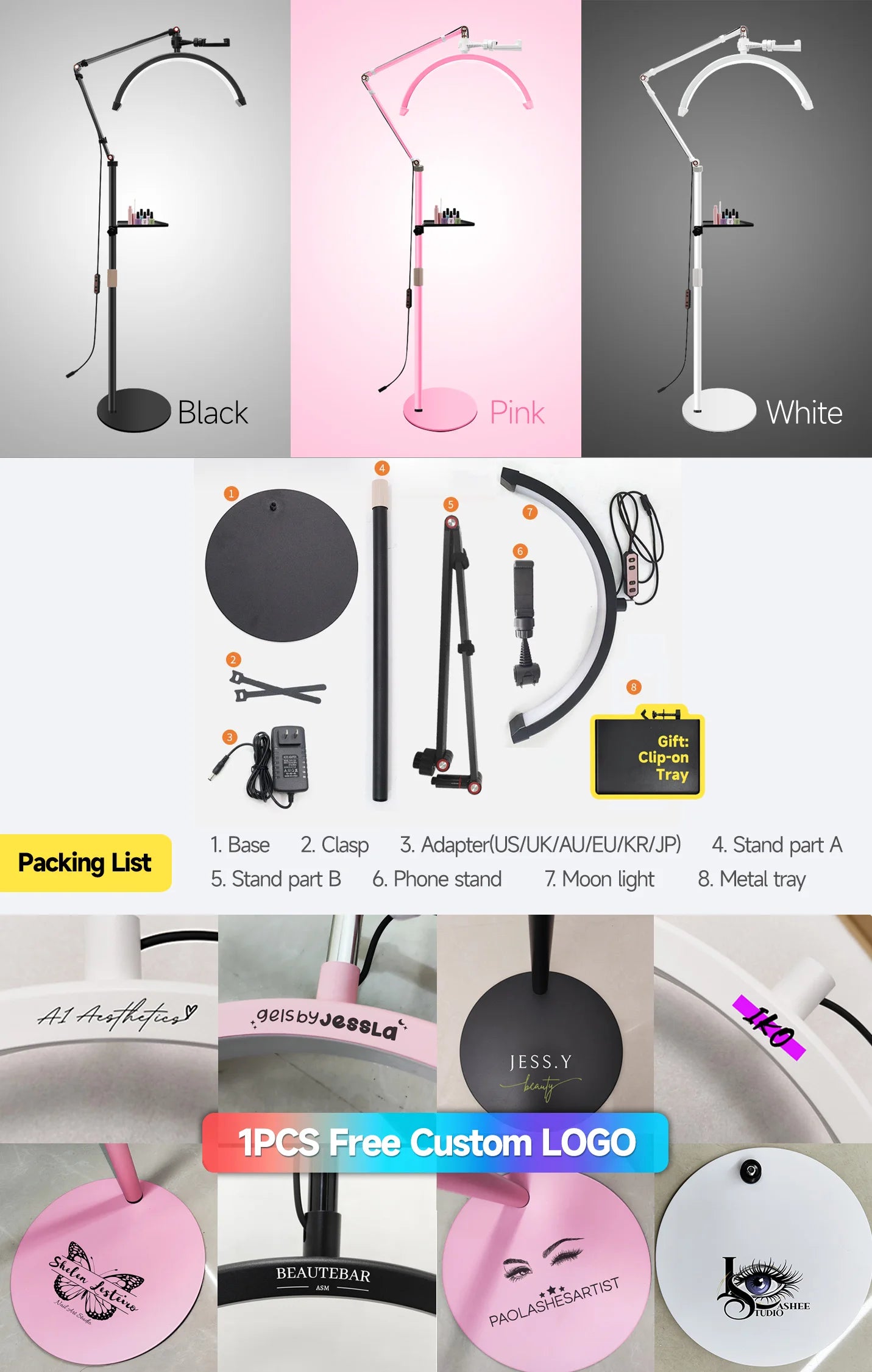 Half Moon Eyelash Lamp - LED Salon Light with Adjustable Color Temperature Tidesmit