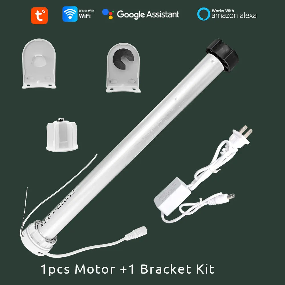 WiFi Roller Blind Motor for 38mm Tubes - App Controlled Smart Home Device 1 Motor and Bracket Tidesmit