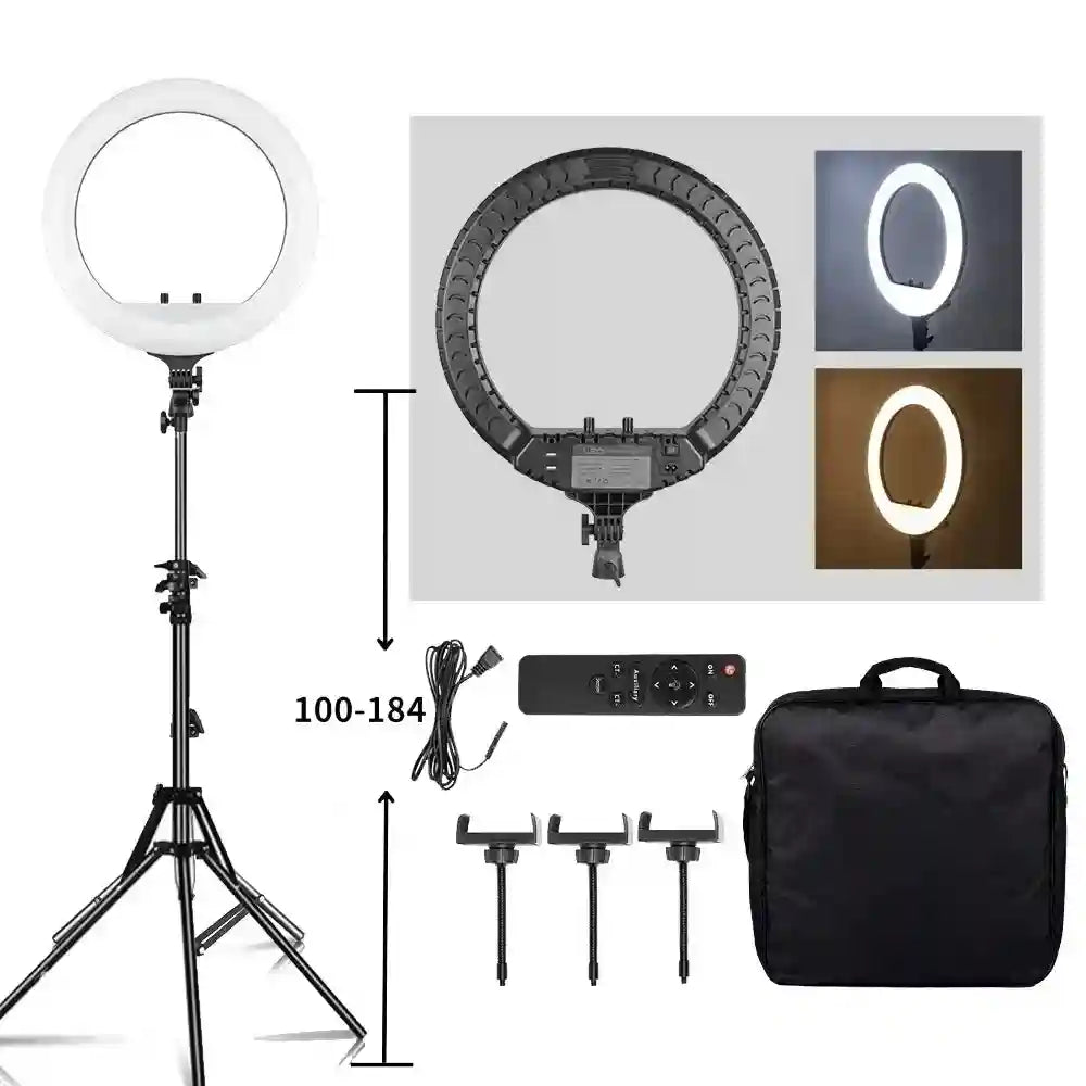 18 Inch LED Ring Light with Adjustable Tripod for Content Creation 184CM Tripod E Tidesmit