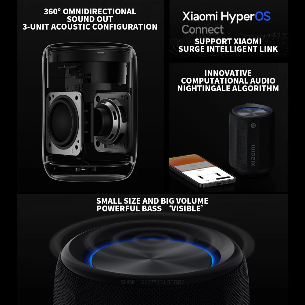 Original Xiaomi Bluetooth Speaker Mini is compact and portable, with an RGB ambient light ring offering customizable colors CN.