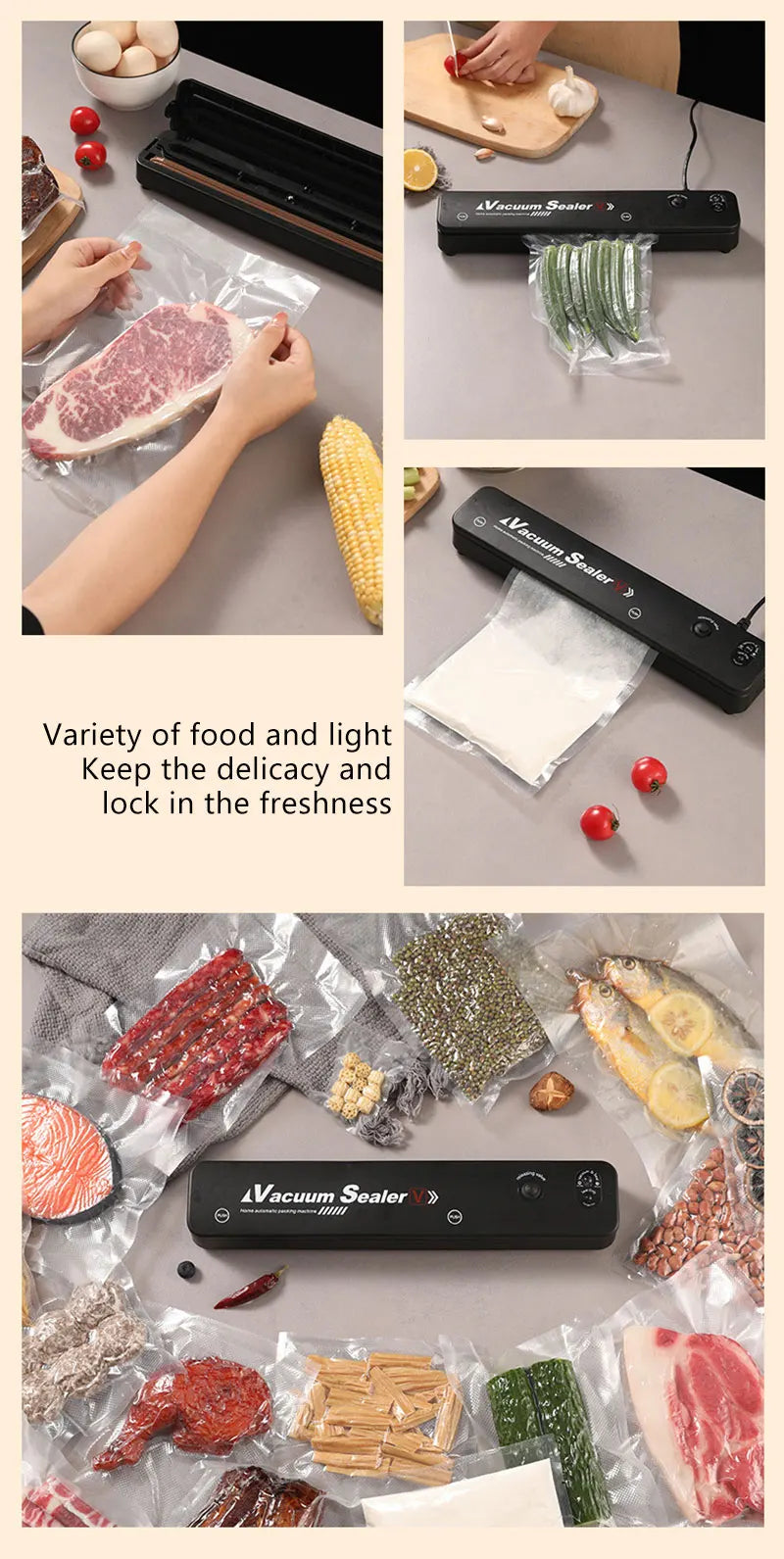Food Sealing Portable Home Vacuum Kitchen Helper 220V Automatic Packaging Machine Food Vacuum Sealing Machine New