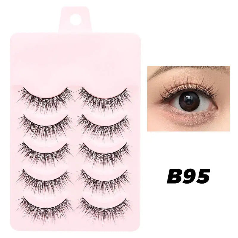 Anime Manga False Eyelashes - Natural Wispy Faux Lashes - 5 Pairs Set False Eyelashes B95 Tidesmit