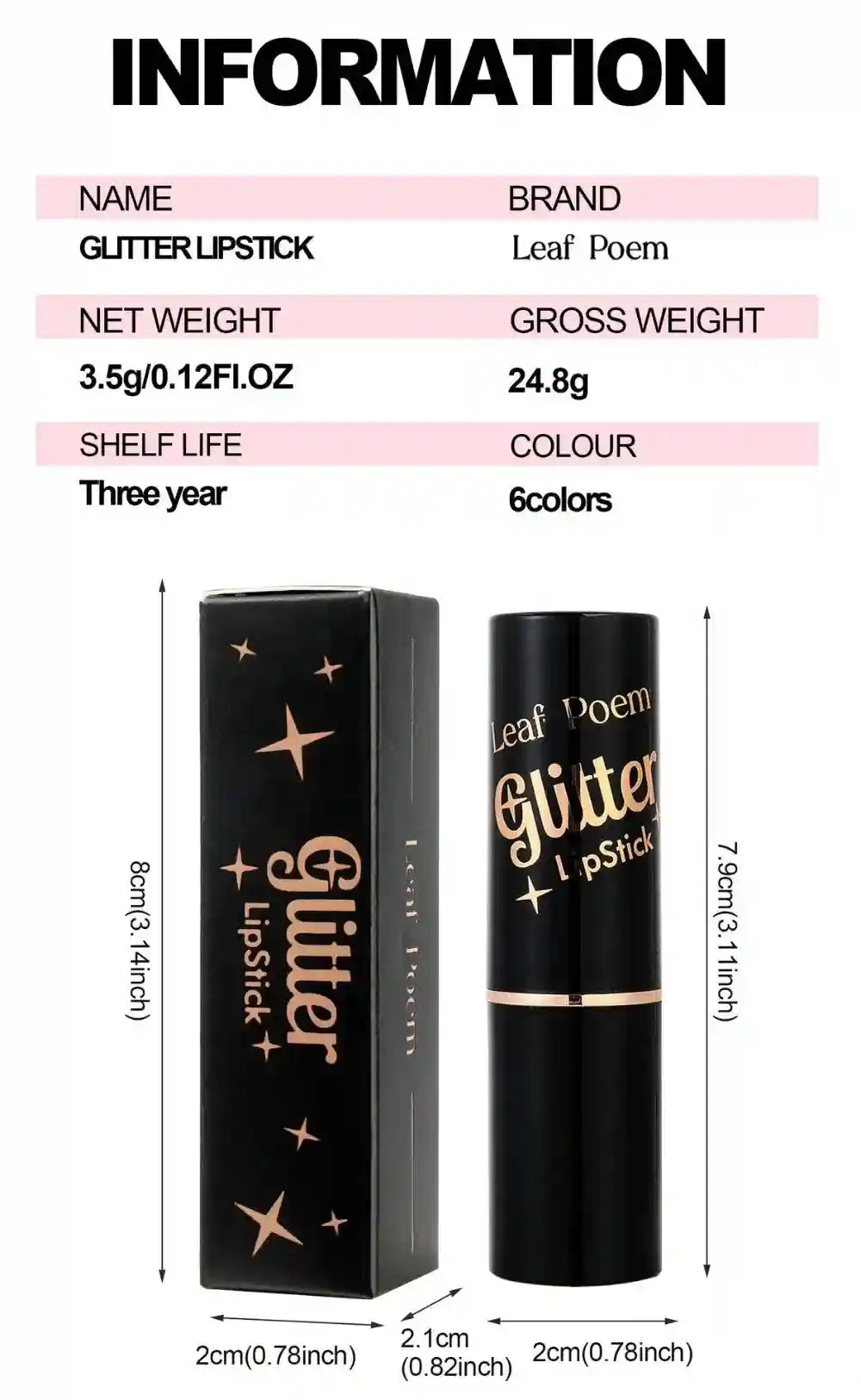 Metallic Glitter Waterproof Lipstick - Long-Lasting Shimmer Formula Lip Care Tidesmit