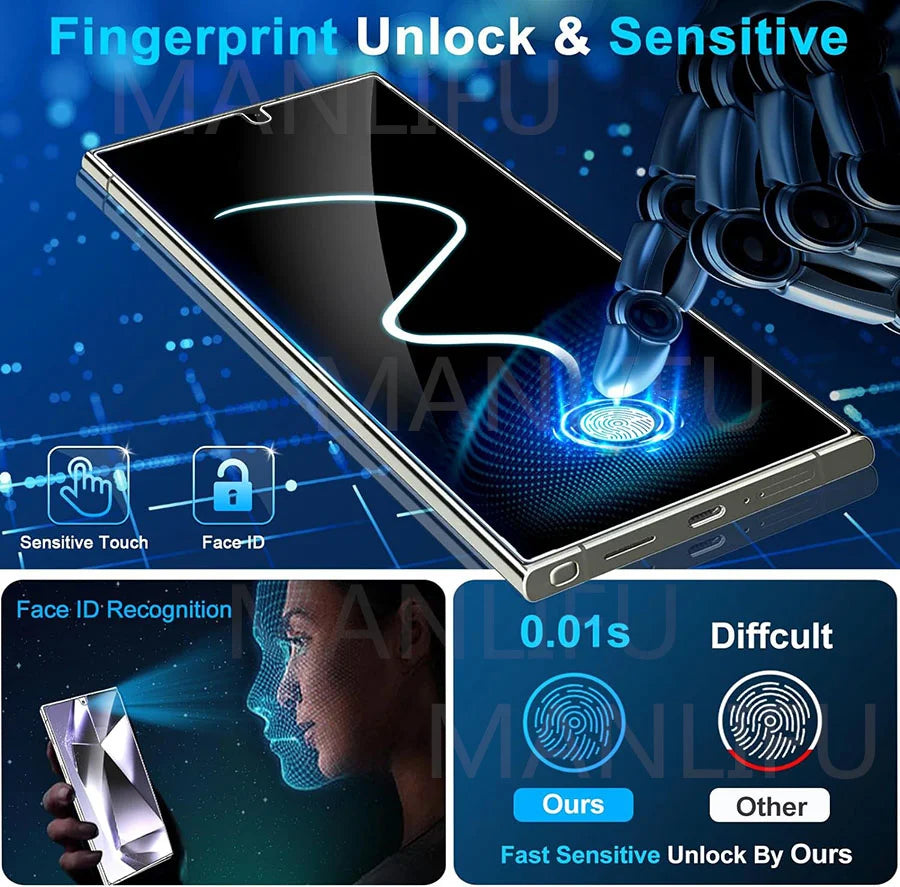 3D Curved Full Coverage Anti-Spy Tempered Glass For Samsung Galaxy S25 Ultra Privacy Fingerprint Unlock Screen Protector Glass AE Tidesmit