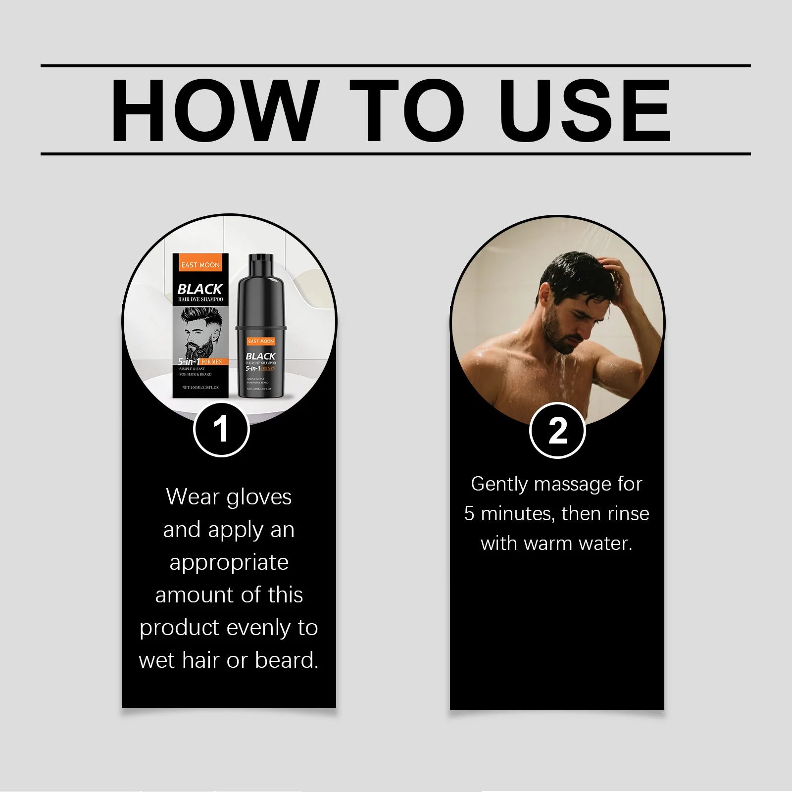 East Moon 5in1 Man Hair Dye Shampoo Repairing Gray White Non Irritating Keep Nourish Root Holiday Gift Black Hair Dyeing Shampoo