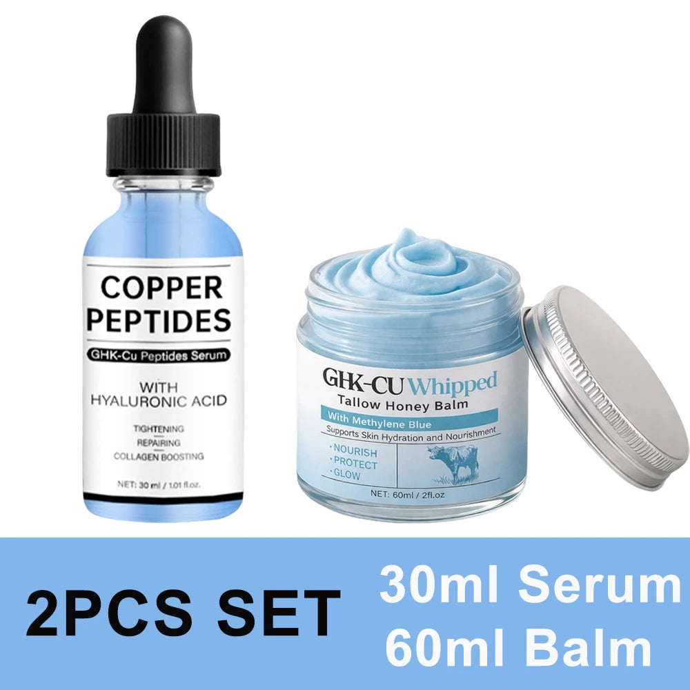 Copper Peptides GHK-Cu Beef Tallow for Skin, Blue Balm with Copper Peptides, Manuka Honey & Vitamin E, Natural Face Moisturizer