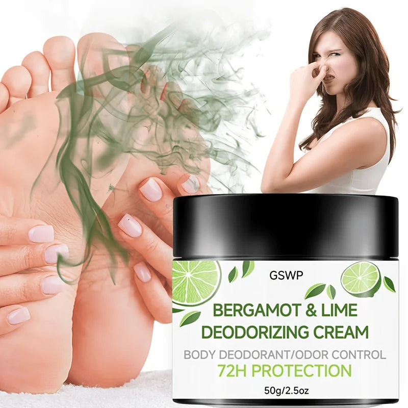 Tidesmit GSWP Bergamot & Lime Deodorant Cream for 72-hour all-over body odor control, available in 50g and 100g sizes.